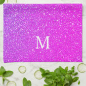 Glitterende Roze Glitter Ombre Monogram Eerste Moo Theedoek (Gevouwen)