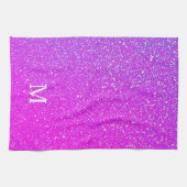 Glitterende Roze Glitter Ombre Monogram Eerste Moo Theedoek (Horizontaal)