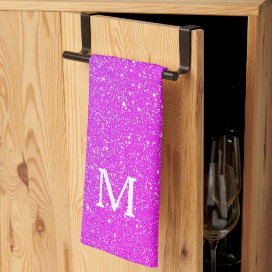 Glitterende Roze Glitter Ombre Monogram Eerste Moo Theedoek (Derde Gevouwen)
