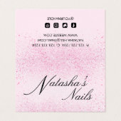 Glitterende Roze Glitterstof Gevouwen Visitekaartje (Buitenkant ongevouwen)