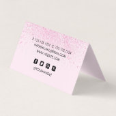 Glitterende Roze Glitterstof Gevouwen Visitekaartje (Achterkant)