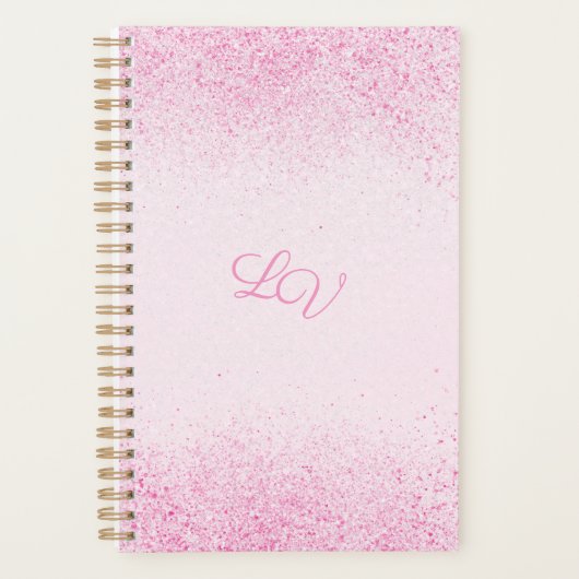 Glitterende Roze Glitterstof Planner (Voorkant)