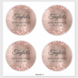 Glitterende Roze Goud 6" Cirkels 40e Verjaardag Sticker