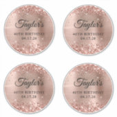Glitterende Roze Goud 6" Cirkels 40e Verjaardag Sticker (Voorkant)
