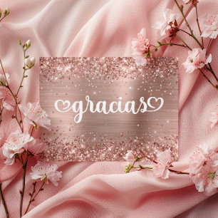 Glitterende Roze Goud Moppige Hartjes Mis Quince G Briefkaart