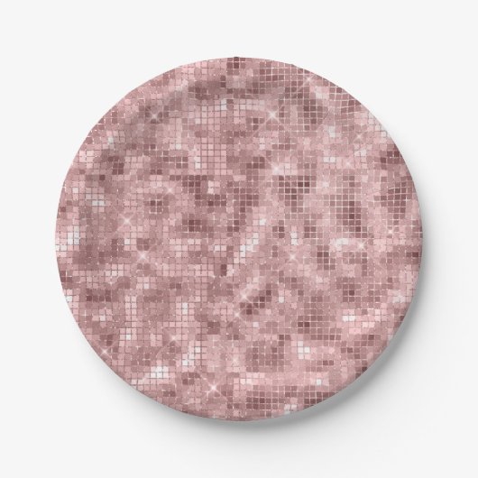 Glitterende Roze Goud Roze Luxe Glans Meisjesachti Papieren Bordje (Voorkant)