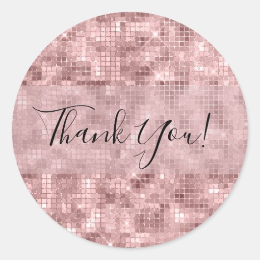 Glitterende Roze Goud Roze Luxe Glans Meisjesachti Ronde Sticker (Voorkant)