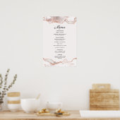 Glitterende Roze Goud Witte Agate 2 Rand Menu A4 Poster (Keuken)