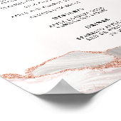 Glitterende Roze Goud Witte Agate 2 Rand Menu A4 Poster (Hoek)
