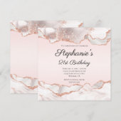 Glitterende Roze Goud Witte Agate Blos 21e Verjaar Kaart (Voorkant / Achterkant)