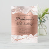 Glitterende Roze Goud Witte Agate Folie 30e Verjaa Kaart (Staand voorkant)