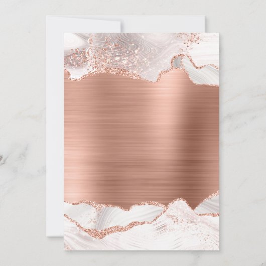 Glitterende Roze Goud Witte Agate Folie 30e Verjaa Kaart (Achterkant)