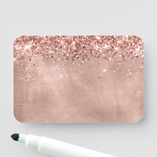 Glitterende Roze Gouden Blanco Naamplaatje (In situ)
