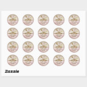 Glitterende roze gouden deegroller garde rustieke ronde sticker (Vel)