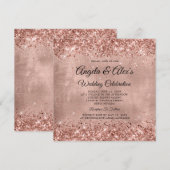 Glitterende Roze Gouden Elegante Bruiloft Kaart (Voorkant / Achterkant)