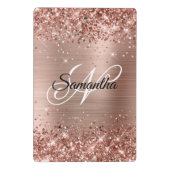 Glitterende Roze Gouden Fantasie Monogram Mini Klembord (Achterkant)