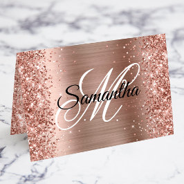 Glitterende Roze Gouden Fantasie Monogram Plaatska Kaart