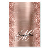 Glitterende Roze Gouden Fantasie Monogram Plaatska Kaart (Voorkant)