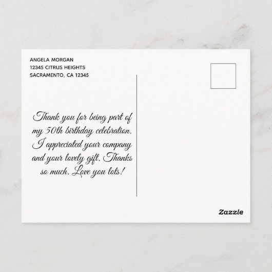 Glitterende Roze Gouden Folie 50e Verjaardag Bedan Briefkaart (Achterkant)