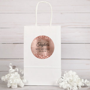 Glitterende Roze Gouden Folie 50e Verjaardag Ronde Sticker