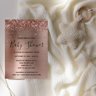 Glitterende Roze Gouden Folie Baby Shower Kaart