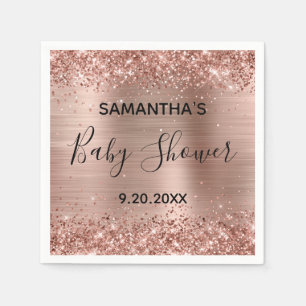 Glitterende Roze Gouden Folie Baby Shower Servet