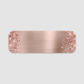 Glitterende Roze Gouden Folie Blanco Naamplaatje (Voorkant)