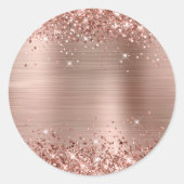 Glitterende Roze Gouden Folie Blanko Ronde Sticker (Voorkant)
