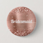 Glitterende Roze Gouden Folie Bruidsmeisje Ronde Button 5,7 Cm (Voorkant)