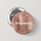 Glitterende Roze Gouden Folie Bruidsmeisje Ronde Button 5,7 Cm (Voorkant /achterkant)