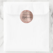 Glitterende Roze Gouden Folie Delicate Script Boek Ronde Sticker (Tas)