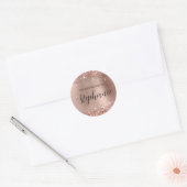 Glitterende Roze Gouden Folie Delicate Script Boek Ronde Sticker (Envelop)