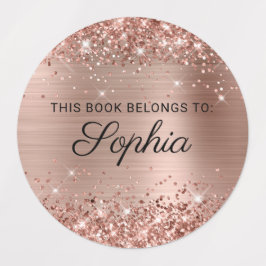 Glitterende Roze Gouden Folie Elegante Calligrafie Labels
