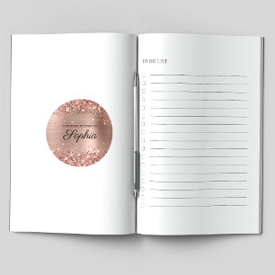 Glitterende Roze Gouden Folie Elegante Calligrafie Ronde Sticker