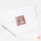 Glitterende Roze Gouden Folie Elegante Calligrafie Vierkante Sticker (Envelop)