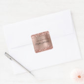 Glitterende Roze Gouden Folie Elegante Script Boek Vierkante Sticker (Envelop)