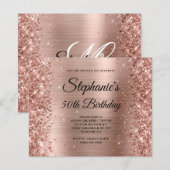 Glitterende Roze Gouden Folie Fancy Monogram 50 Ve (Voorkant / Achterkant)