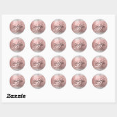 Glitterende Roze Gouden Folie Fancy Monogram Bedan Ronde Sticker (Vel)