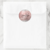 Glitterende Roze Gouden Folie Fancy Monogram Bedan Ronde Sticker (Tas)
