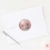 Glitterende Roze Gouden Folie Fancy Monogram Bedan Ronde Sticker (Envelop)