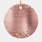 Glitterende Roze Gouden Folie Fantasie Monogram Keramisch Ornament (Achterkant)
