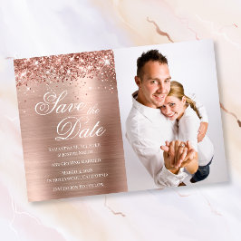 Glitterende Roze Gouden Folie Foto Save The Date