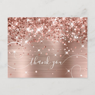 Glitterende Roze Gouden Folie Krullerig Schrift Be Briefkaart