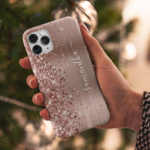 Glitterende Roze Gouden Folie Moderne Meisjesachti iPhone 15 Case
