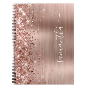 Glitterende Roze Gouden Folie Moderne Vrouwelijke Notitieboek