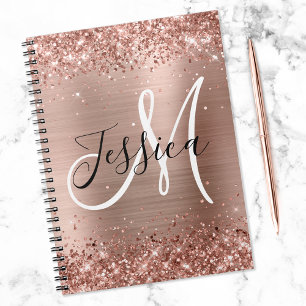 Glitterende Roze Gouden Folie Zwarte en Witte Mono Notitieboek