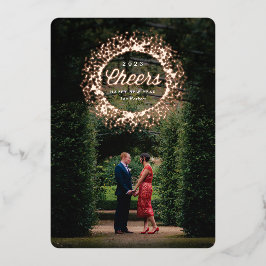 Glitterende Roze Gouden Gelukkig Nieuwjaar Folie Feestdagenkaart