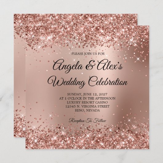 Glitterende Roze Gouden Glam Gradiënt Kaart (Voorkant / Achterkant)