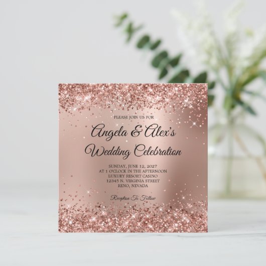 Glitterende Roze Gouden Glam Gradiënt Kaart (Staand voorkant)