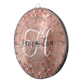Glitterende Roze Gouden Glam Monogram Dartbord (Voorkant Rechts)